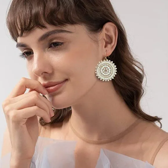 Anthropologie Crystals Bohemia Circle Earrings - Picture 4 of 5